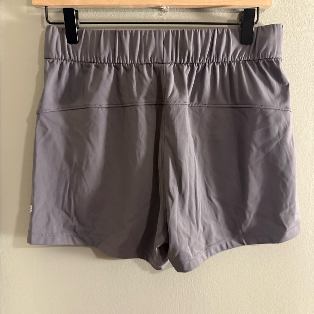 Gray Athletic Shorts with Drawstring Closure and Mid-Thigh Length - Picture 2 of 7